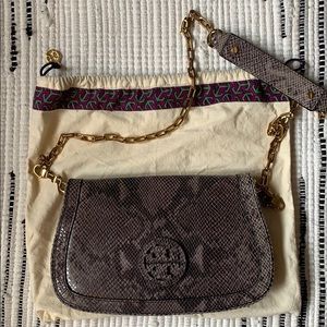 Tory Burch Amanda snake clutch/crossbody